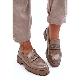 Diamantique Mocasini plat bej patentat 2