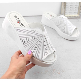 Papuci de dama confortabili din piele, alb, S.Barski LR275 1 Papuci de dama confortabili din piele, alb, S.Barski LR275 1