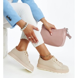 Tenisi de dama din piele bej 1