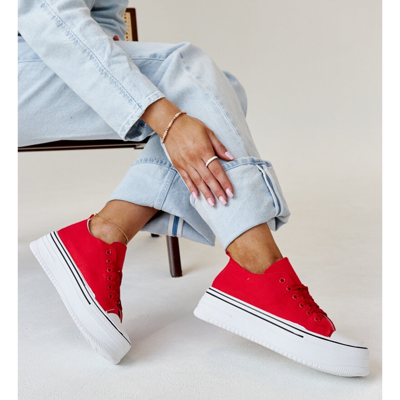 Adidași roșii Bahira cu talpă groasă roșu 1