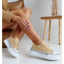 Adidași bej închis cu talpă Bahira groasă 1