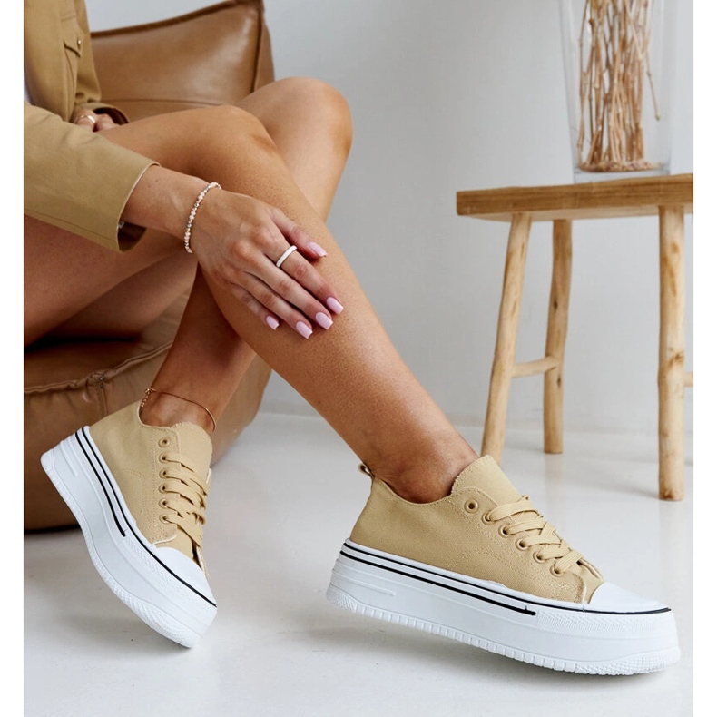 Adidași bej închis cu talpă Bahira groasă 1