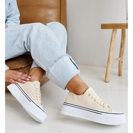 Adidași bej deschis cu talpă Bahira groasă 1