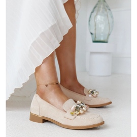 Mocasini de culoare bej deschis cu decoratiuni Dahera 1