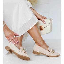 Mocasini de culoare bej deschis cu decoratiuni Dahera 2
