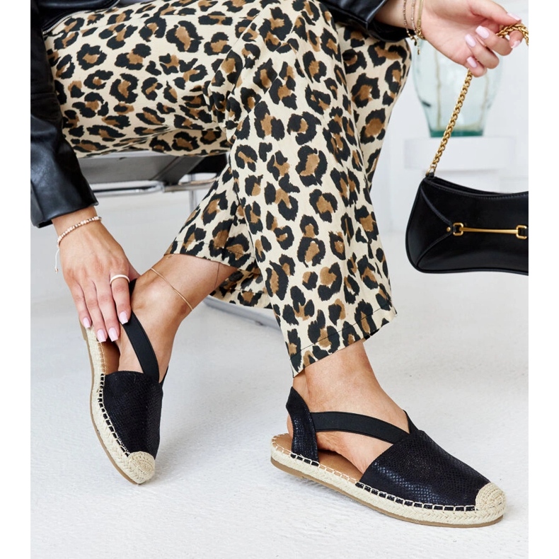 Espadrile negre cu toc deschis Tharna negru 1