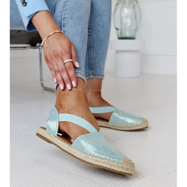 Espadrile verde deschis cu toc deschis Tharna 1