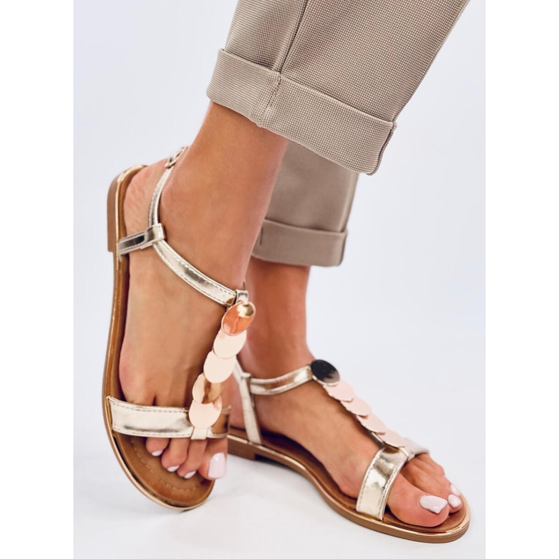 Sandale Ennes Gold cu decor auriu de aur 1