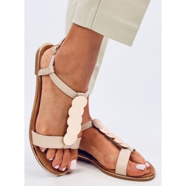 Sandale Ennes Bej cu decor auriu 1