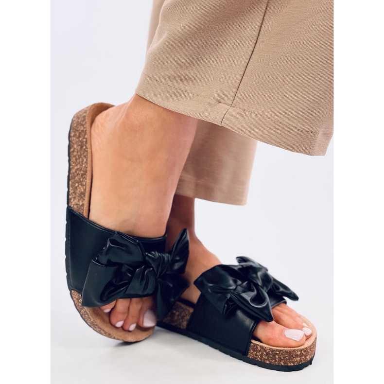 Bussi Papuci de pluta neagra cu fundita negru 2 Bussi Papuci de pluta neagra cu fundita negru 2