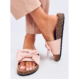 Papuci Bussi Pink din pluta cu fundita roz 1 Papuci Bussi Pink din pluta cu fundita roz 1