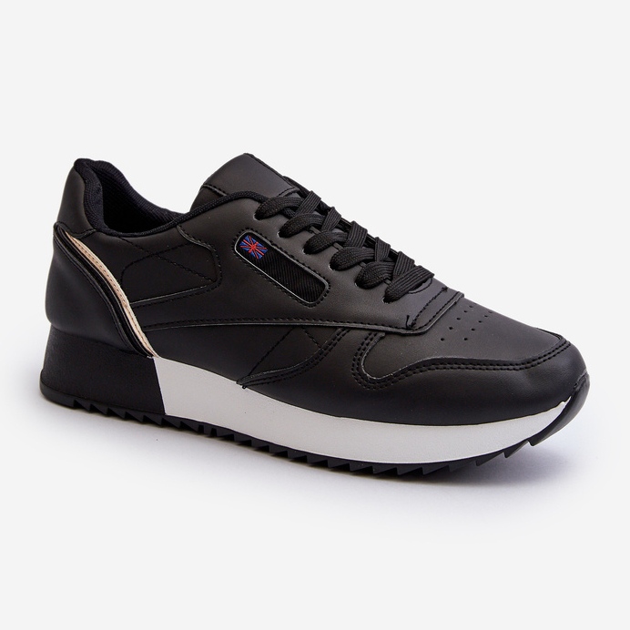 Pantofi sport din piele cu platformă cu șireturi negri Merida negru 1