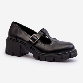 Jezzi Pantofi Dama Piele Ecologica Pe Platforma Si Bloc, Emelna Neagra negru 2