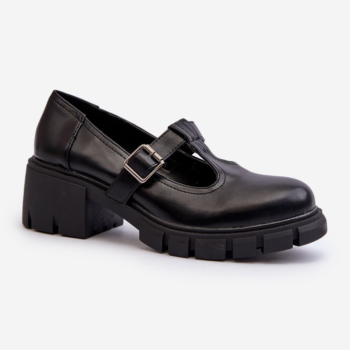 Jezzi Pantofi Dama Piele Ecologica Pe Platforma Si Bloc, Emelna Neagra negru 2 Jezzi Pantofi Dama Piele Ecologica Pe Platforma Si Bloc, Emelna Neagra negru 2