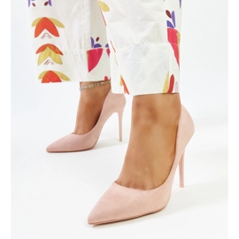 Tocuri roz cu inserție din piele Amedie 1 Tocuri roz cu inserție din piele Amedie 1