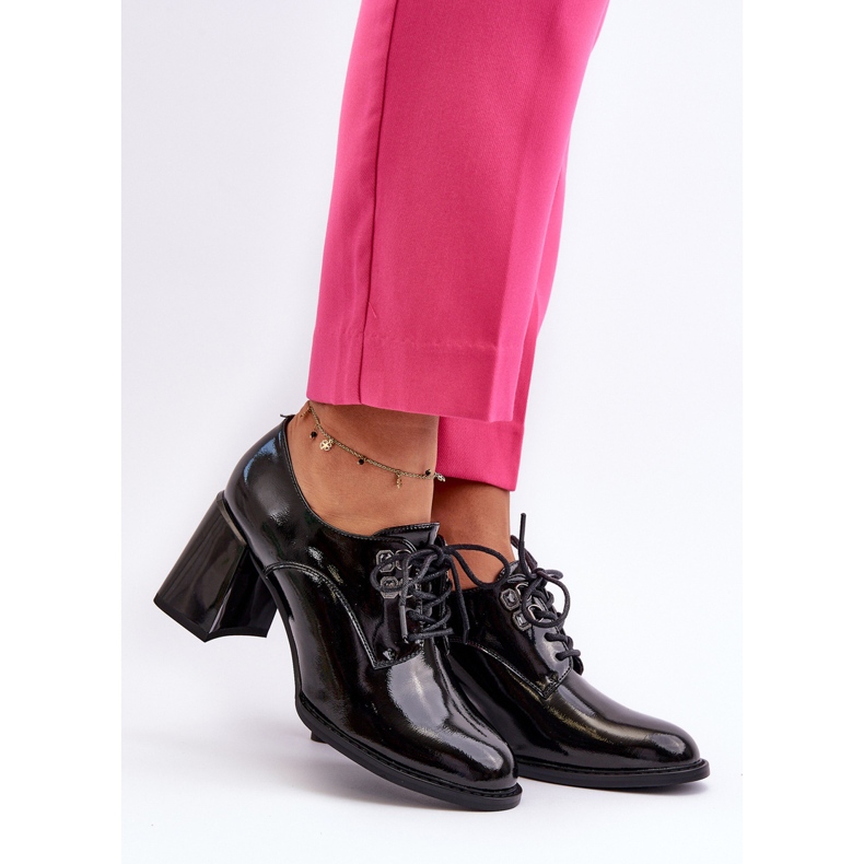 Vinceza Pantofi cu toc înalt lăcuți pentru femei Nelione negri negru 2