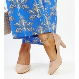 Pompe bej cu toc înalt cu inserție din piele de la Lalande 2