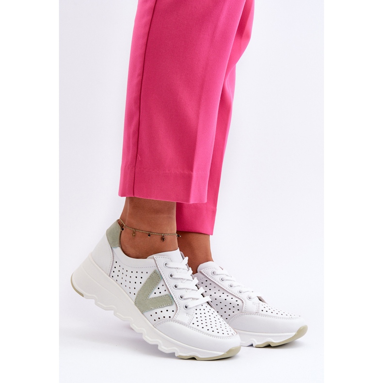 Vinceza Pantofi sport usori din piele de dama alb Eleonori 2