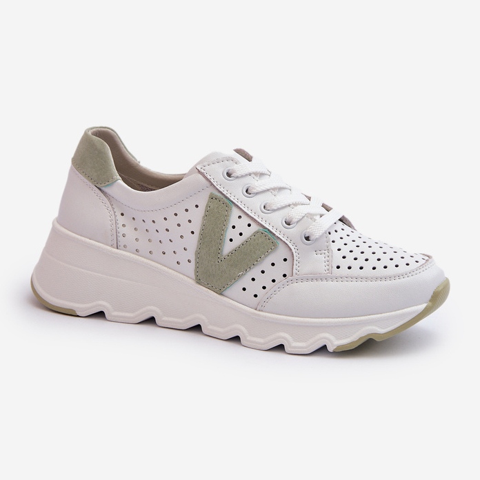 Vinceza Pantofi sport usori din piele de dama alb Eleonori 1