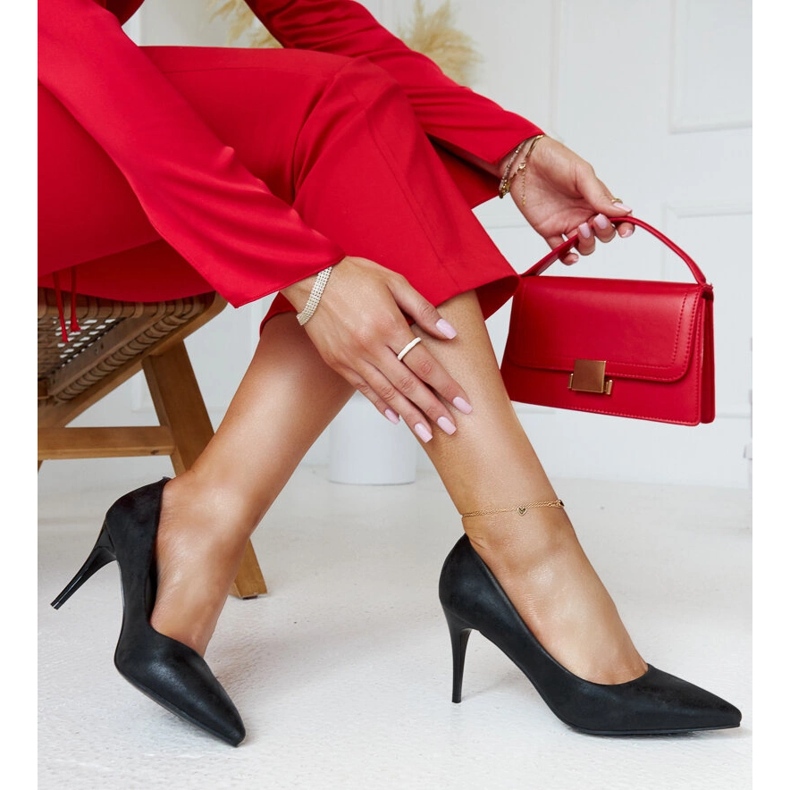 Tocuri înalte metalice negre cu inserție din piele de la Soissons negru 1 Tocuri înalte metalice negre cu inserție din piele de la Soissons negru 1