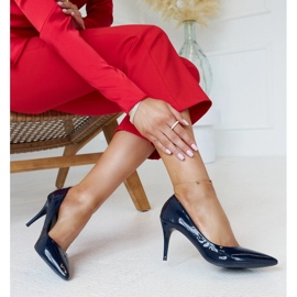 Stiletto lacuit bleumarin cu inserție din piele Alsacea albastru 1 Stiletto lacuit bleumarin cu inserție din piele Alsacea albastru 1