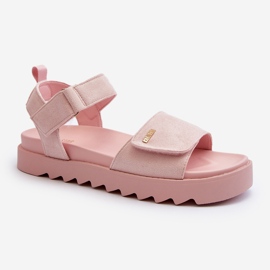 Sandale de piele intoarsa pentru dama pe platforma Big Star NN274701 Roz 1