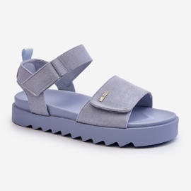 Sandale de piele intoarsa pentru dama pe platforma Big Star NN274706 Albastru 1