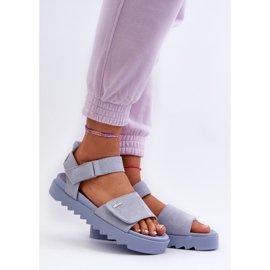 Sandale de piele intoarsa pentru dama pe platforma Big Star NN274706 Albastru 2