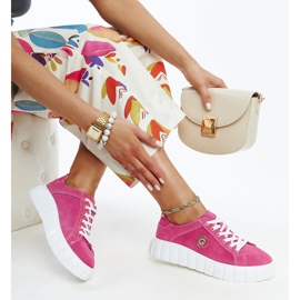 Adidași din piele roz închis cu strasuri Stradone 1 Adidași din piele roz închis cu strasuri Stradone 1