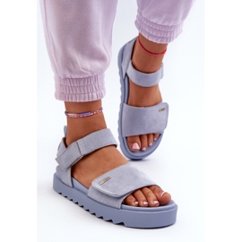 Sandale de piele intoarsa pentru dama pe platforma Big Star NN274706 Albastru 4