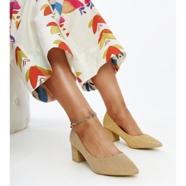 Pompe laice aurii strălucitoare cu toc înalt de aur 1 Pompe laice aurii strălucitoare cu toc înalt de aur 1