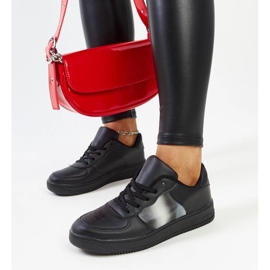 Pantofi din piele neagră cu cataramă decorativă negru 1