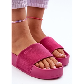 Sandale de damă din piele intoarsa pe platforma Big Star NN274A672 Fuchsia roz 1