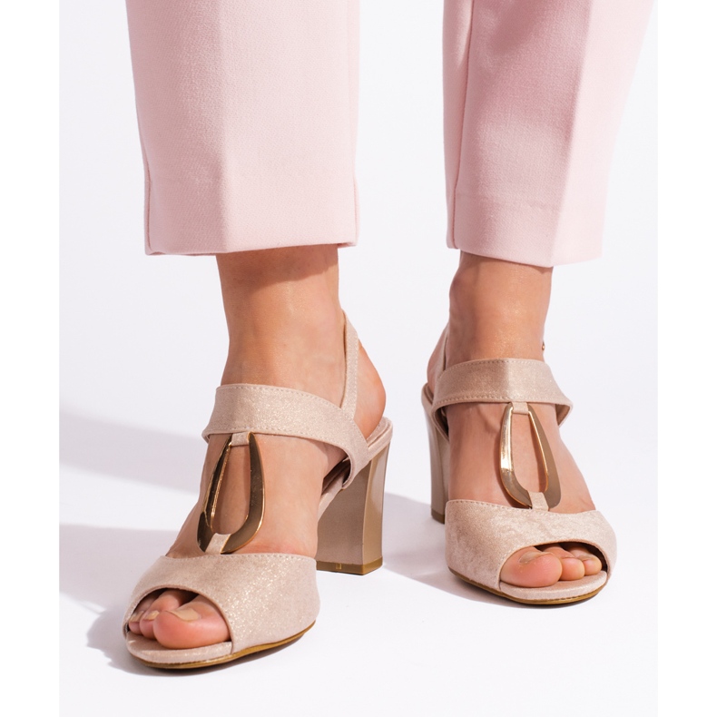 Goodin Sandale de damă aurii cu toc înalt de aur 1