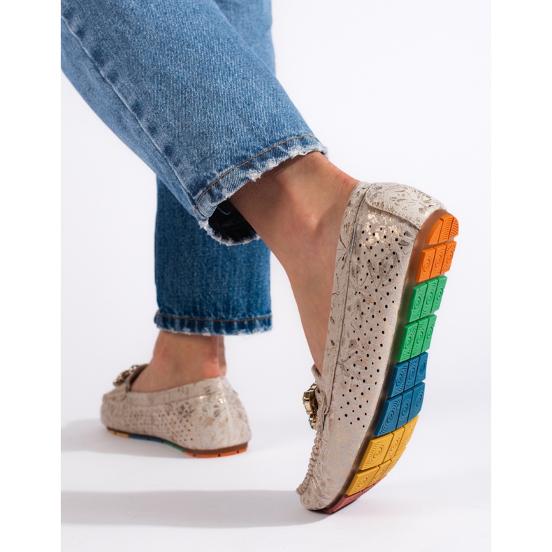 Goodin Mocasini ajurati de dama aurii cu cristale de aur 2 Goodin Mocasini ajurati de dama aurii cu cristale de aur 2