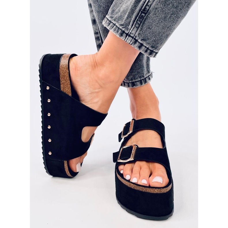 Flip-flops Galzai Black platformă din plută negru 1