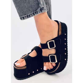 Flip-flops Galzai Black platformă din plută negru 2