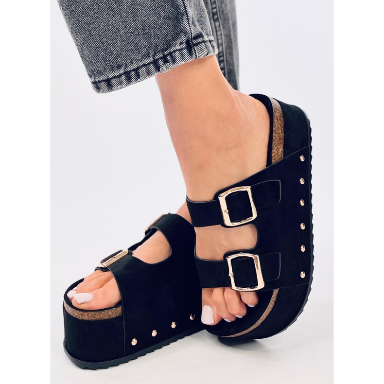 Flip-flops Galzai Black platformă din plută negru 2