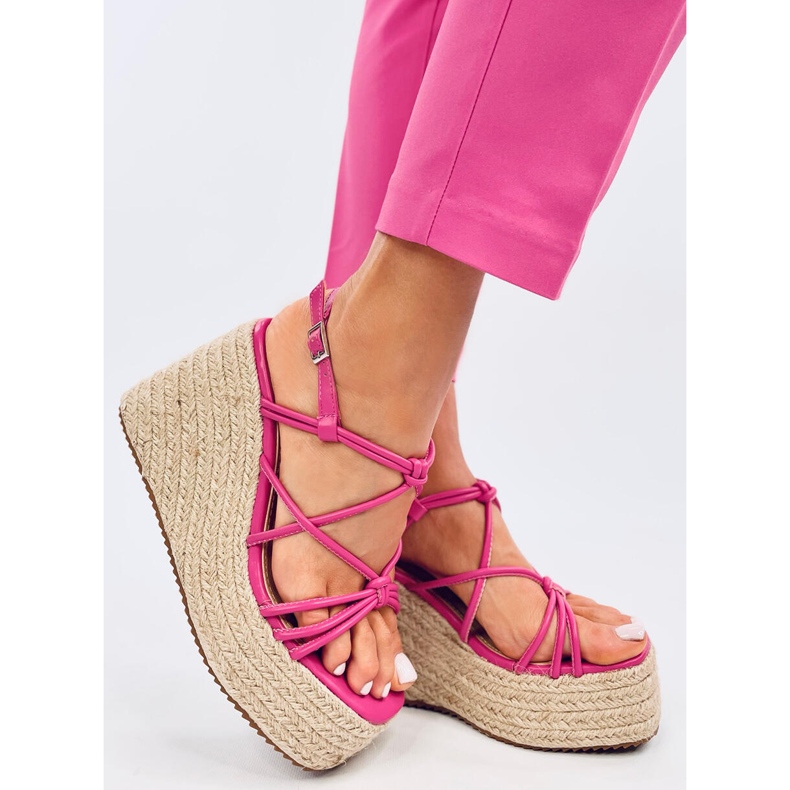 Sandale espadrile cu pane Pascai Fuchsia roz 2
