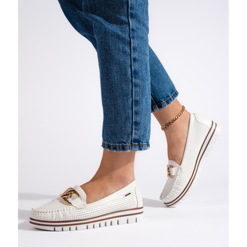 Goodin Mocasini albi ajurati pe platforma 1