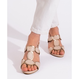 Goodin Sandale de dama bej cu catarama 2