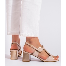 Goodin Sandale de dama bej cu catarama 1