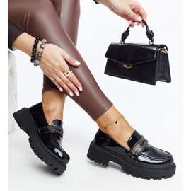 Mocasini negri decorati cu zirconi Leceta negru 1 Mocasini negri decorati cu zirconi Leceta negru 1