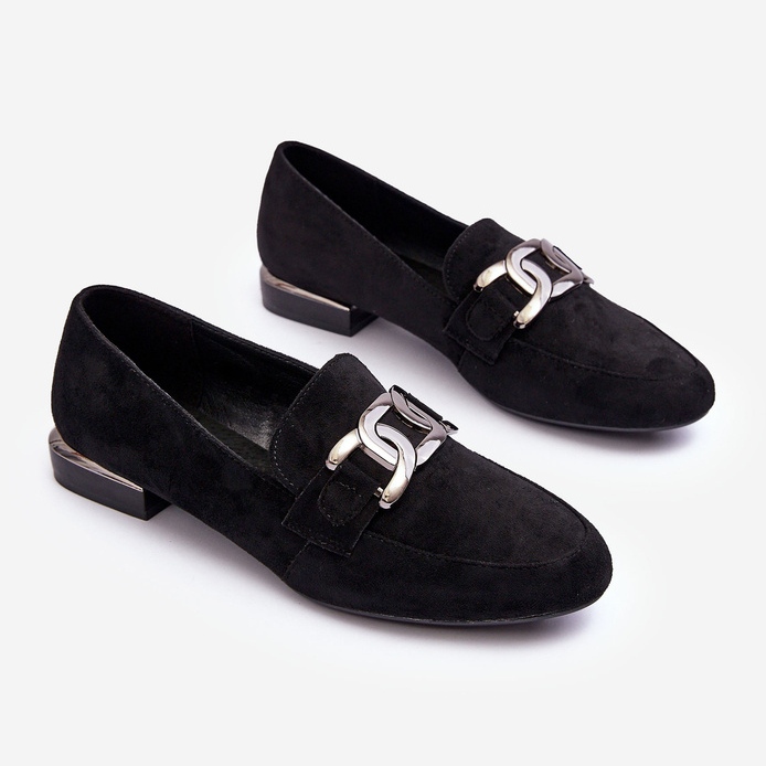 Sergio Leone Mocasini De Dama Cu Decorat Camilena Neagra - Capriete negru 2