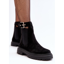 Cizme Chelsea din piele intoarsa cu talpa masiva, Black Ozaro negru 1