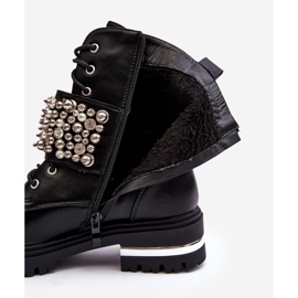 Botine izolate pentru femei Worker decorate Lennen negru 6