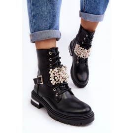 Botine izolate de dama Worker Decorate Negru Venizi 1