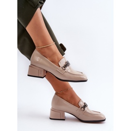 Pompi din piele lacuita pe un bloc bej S.Barski MR38-960 1