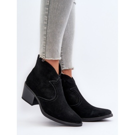 S.Barski Cizme de cowboy din piele intoarsa cu fermoar D&amp;A SN622-29 Negru 2