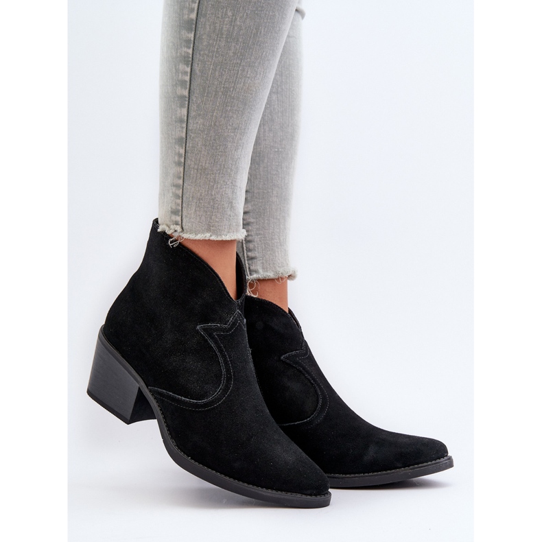 S.Barski Cizme de cowboy din piele intoarsa cu fermoar D&amp;A SN622-29 Negru 2